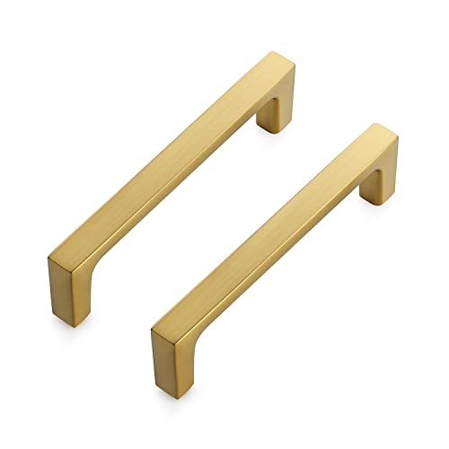 Ravinte 20 Pack Solid 3-3/4 Inch Kitchen Square Cabinet Handles Brushed Brass Drawer Pulls Kitchen Cabinet Hardware Handles