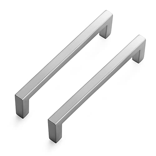 Ravinte 30 Pack Solid 5 Inch Center to Center Slim Square Bar Drawer Handles Cabinet Hardware - Brushed Nickel Kitchen Pulls