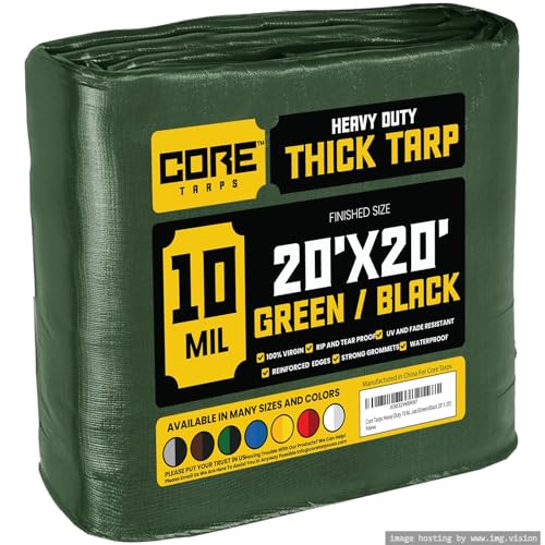Core Tarps Heavy Duty 10 Mil (Green/Black 20 X 20)