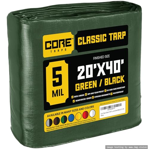 Core Tarps Classic 5 Mil Tarp Cover (Green/Black)