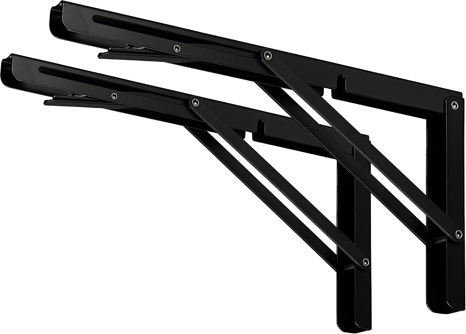 CLT 20" Black Folding Shelf Brackets Max. Load 550 lb, Heavy Duty DIY Wall Mounted Shelf Bracket Space Saving for Table Work Bench, Pack of 2