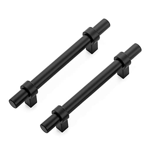 Ravinte 30 Pack 6 Inch Cabinet Pulls Matte Black Kitchen Cabinet Hardware Cupboard Handles with Square Base 6" Length,3.75" Hole Center