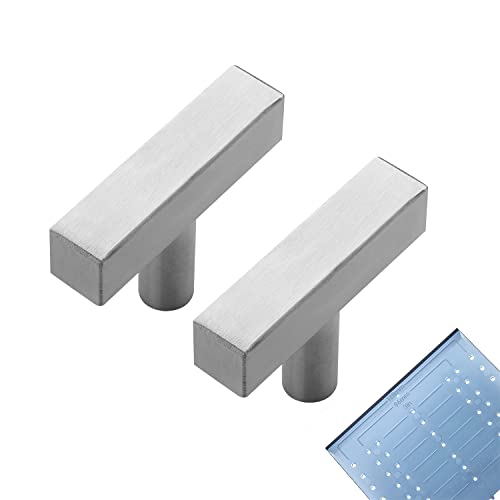 Ravinte 25 Pack Cabinet Knobs Brushed Nickel Cabinet Pulls 2 Inch Silver Cabinet Handles Single Hole Square T Knobs for Kitchen Cabinet Handles Satin Nickel Drawer Knobs Handles with Mounting Template