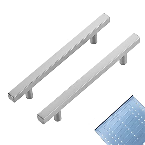 Ravinte 30 Pack 5 Inch Cabinet Pulls Brushed Nickel Sqaure Kitchen Cabinet Handles Silver Cabinet Hardware Stainless Steel Drawer Pulls 7-3/8 Inch Overall Length with Mounting Template