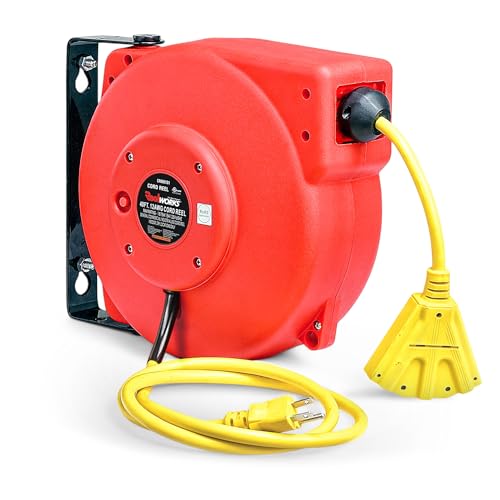 ReelWorks Retractable Extension Cord Reel Polypropylene 12AWG x 40'