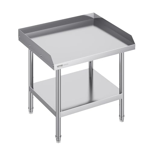 VEVOR Stainless Steel Equipment Grill Stand, 24 x 28 x 24 Inches Stainless Tables with Adjustable Storage Undershelf, Equipment Stand Grill Table for Hotel, Home, Restaurant Kitchen