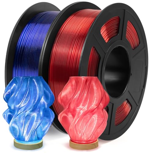 IEMAI Clear PETG Filament 1.75mm Bundle 2kg, Red + Blue Transparent 3D Printer Filament Up to 600mm/s Printing for Halloween, Christmas & Creative Projects
