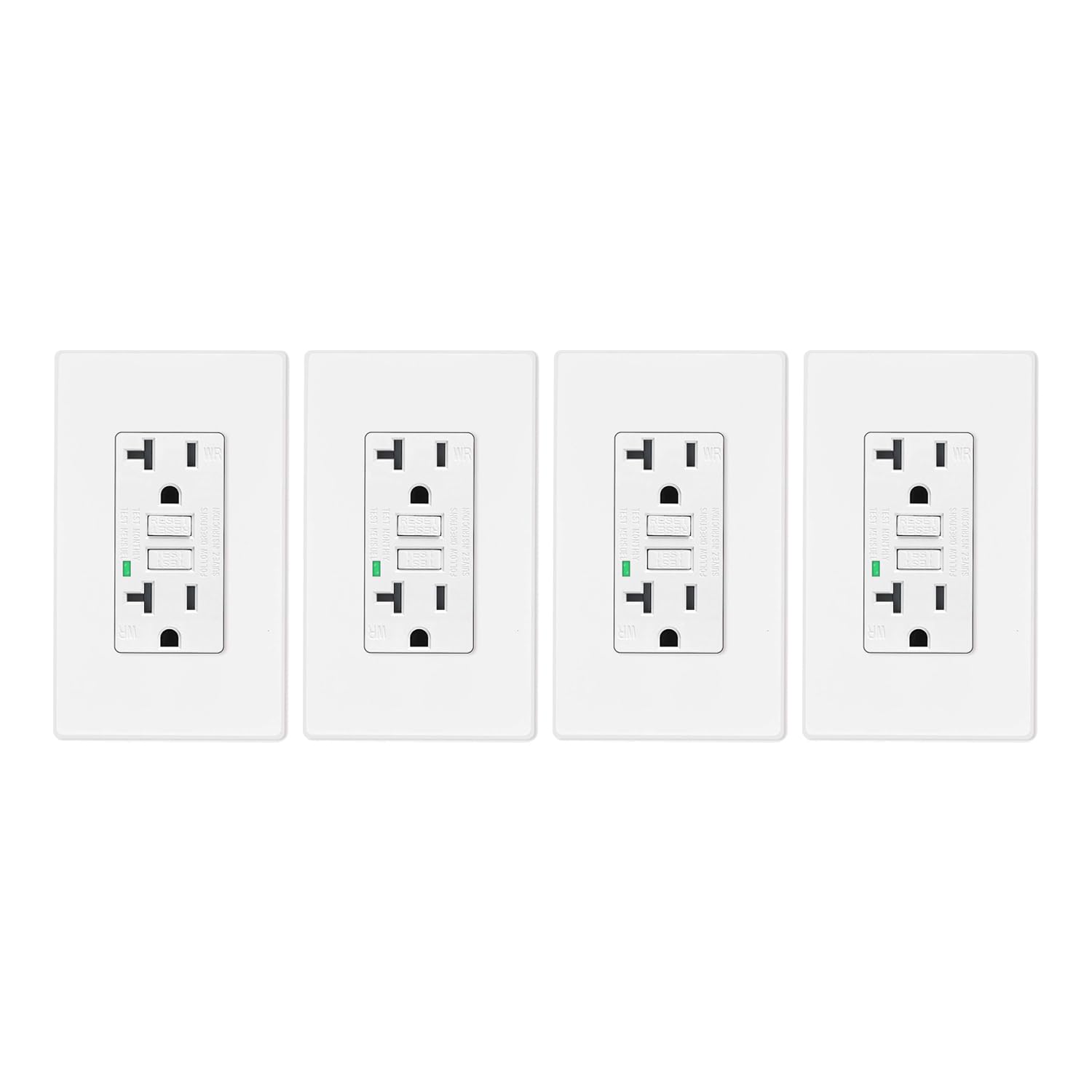 20A GFCI Outlet,Greencycle GFCI Receptacle Non Tamper Resistant,GFCI Receptacle 20A with LED Indicator,with Screwless Wall Plates,ETL Listed,for Indoor Outdoor Use, White 4PK