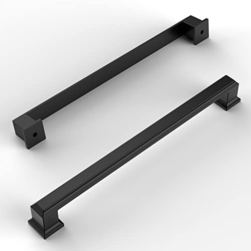 Amerdeco 6 Pack Matte Black Cabinet Pulls 7-1/2 Inch(192mm) Hole Center Cabinet Hardware Kitchen Cabinet Handles for Bathroom Drawer Pulls Dresser Pulls ZH0001
