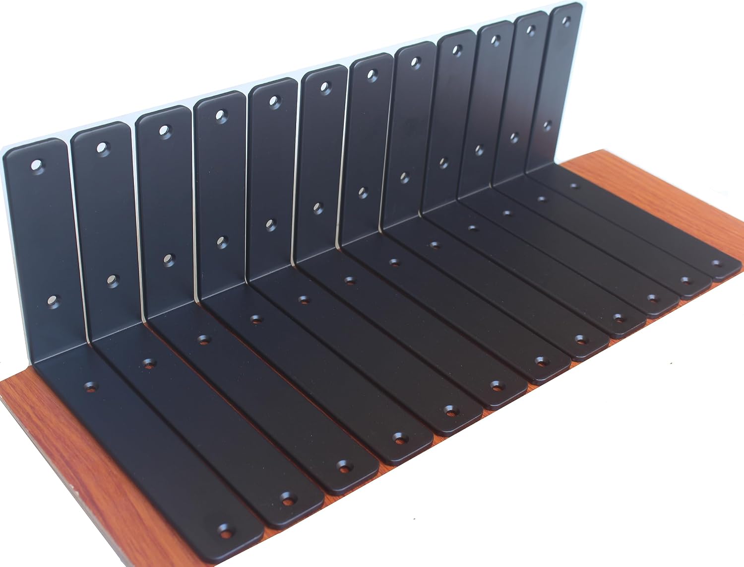 12 Pack - L 8" x H 6" Black L Shelf Bracket