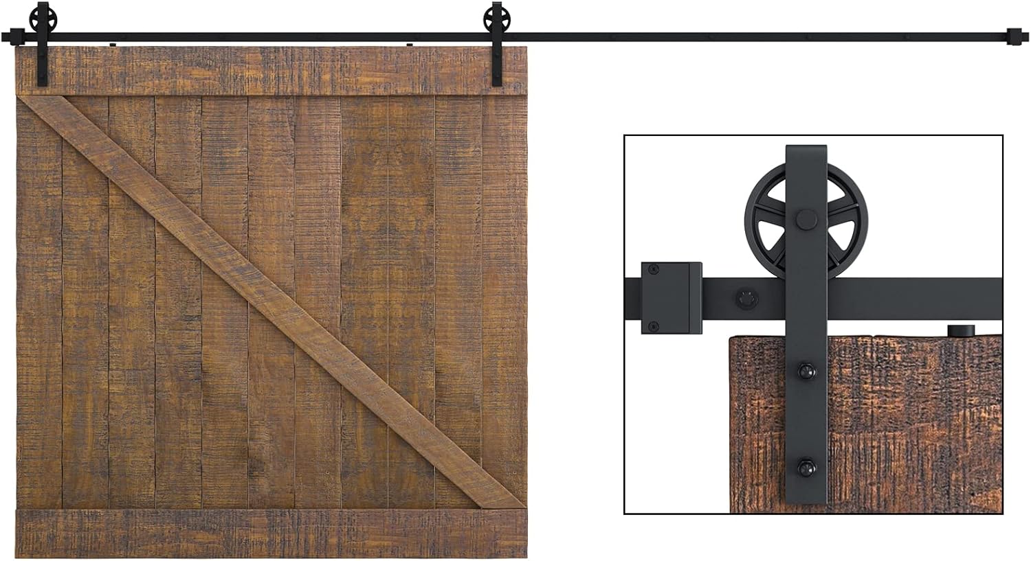 SMARTSTANDARD 16 Feet Heavy Duty Sliding Barn Hardware Kit