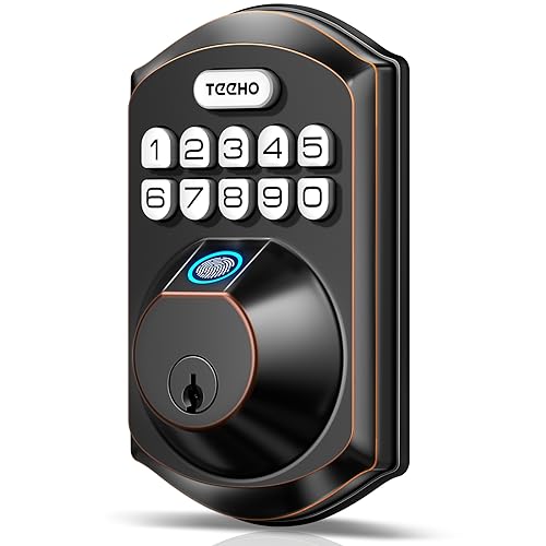 TEEHO TE002 Fingerprint Door Lock - Keyless Entry Door Lock - Electronic Keypad Deadbolt - Smart Locks for Front Door - Auto Lock - Easy Installation - Oil-Rubbed Bronze
