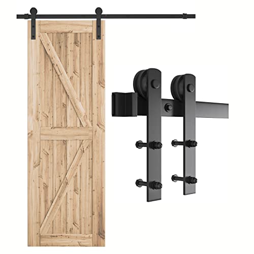 SMARTSTANDARD 5.5ft Barn Door Hardware kit, Barn Door Track, Sliding Door Hardware kit, Smoothly and Quietly -Heavy Duty Sturdy -Easy to Install, Fit 30"-33" Wide Door Panel (I Shape Hanger)