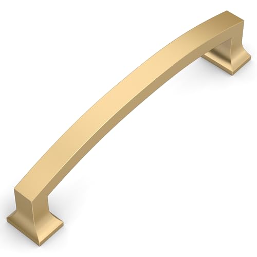 Amerdeco 10 Pack Bronze Cabinet Pulls - 5 Inch Hole Center Champagne Gold Drawer Handles for Kitchen & Bathroom ZH0009