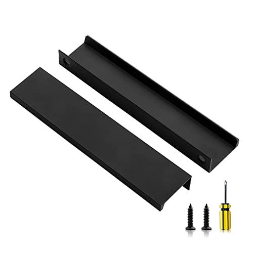 Ravinte 30 Pack Finger Pulls for Cabinets 150mm/5.9" Length Black Edge Pulls Matte Black Finger Cabinet Pulls Concealed Handles for Kitchen Drawer Finger Edge Pull Tab Handle