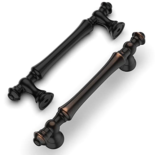 Amerdeco 10 Pack Oil Rubbed Bronze Cabinet Pulls 3.75 Inch(96mm) Hole Center Cabinet Hardware Kitchen Cabinet Handles for Bathroom Drawer Pulls Dresser Pulls ZH0014