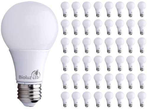 Bioluz LED 6 Watts Equivalent to 40W Home Decor A19 Light Bulbs 4000K Cool White LED Light Bulb Non-Dimmable LED Lights for Bedroom Energy-Efficient LED Bulbs and Long-Lasting Lightbulb - 48 Pack