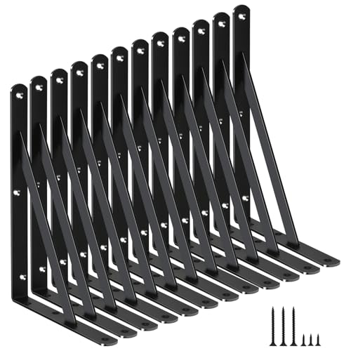12 Pack L11 x H 8" Black Heavy Duty Shelf Brackets