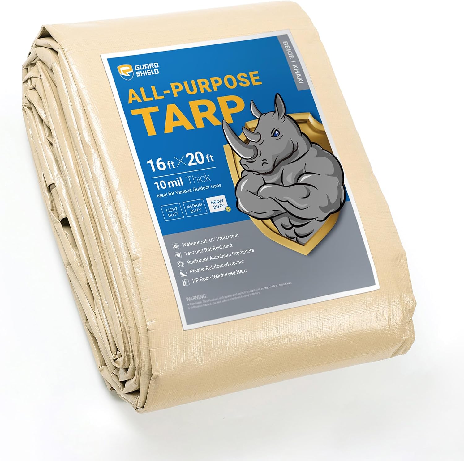 GUARD SHIELD Beige Tarp Heavy Duty 16x20