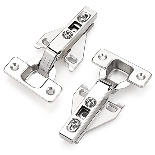 Probrico Soft Opening Kitchen Cabinet Hinges 50 Pairs (100 Pack), Satin Nickel Face Frame Mounting Concealed Hinges for Kitchen Cupboard Hardware, with Mounting Screws