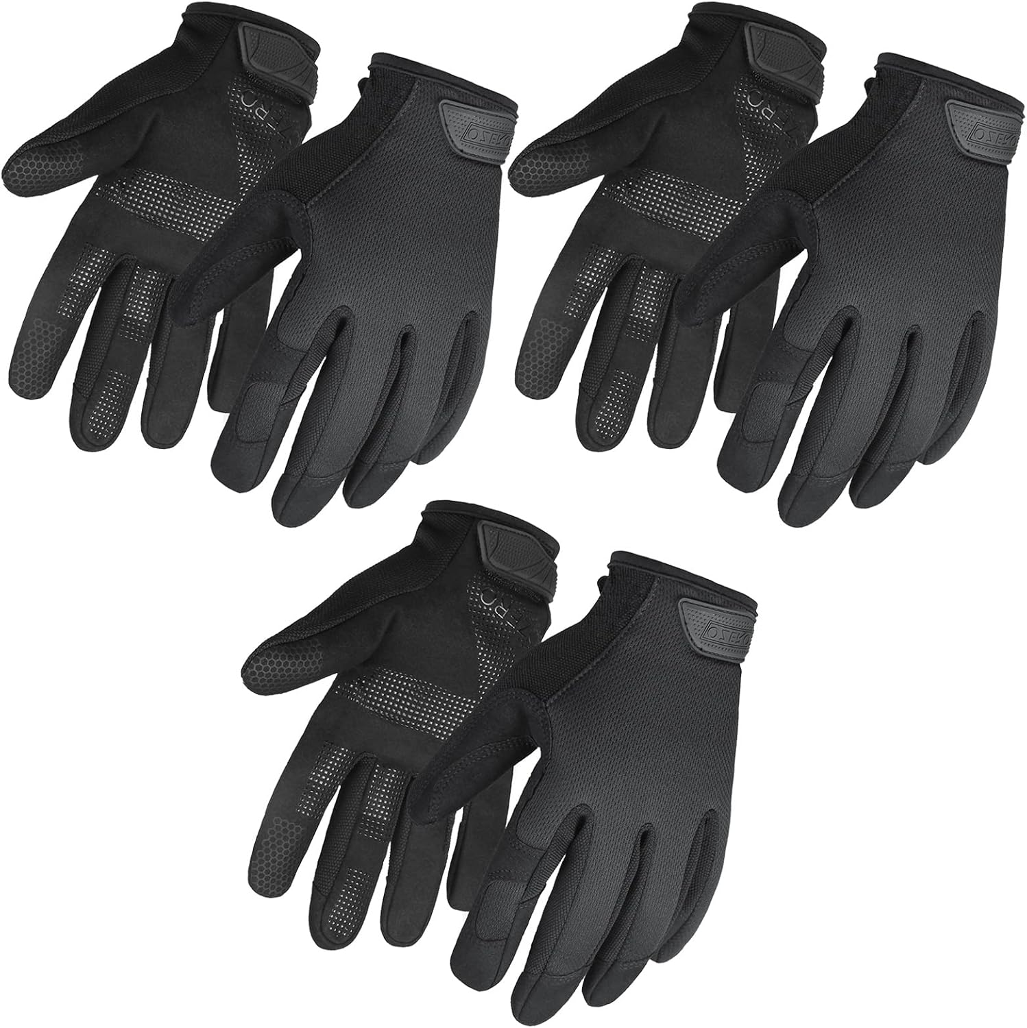 OZERO Men's Utility Work Gloves: Touch Screen Mechanic Working Gloves - Breathable Flexible Grip Heavy Duty, Black, S/M/L/XL