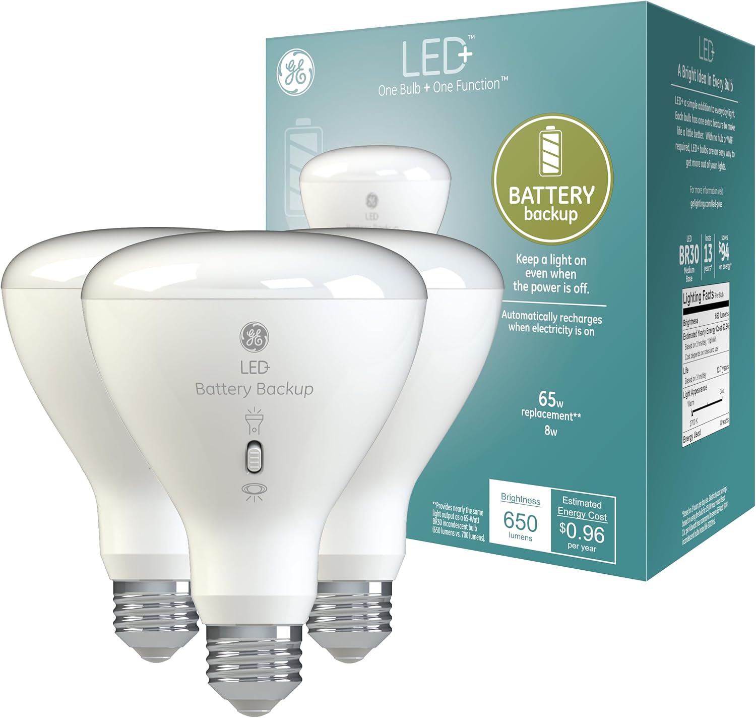 GE LED+ Battery Backup BR30