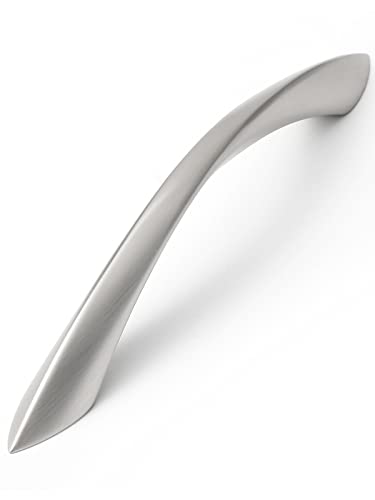 10 Pack Brushed Nickel Cabinet Pulls 5 Inch Arch Twisted Silver Handles Drawer Kitchen Cupboard Bathroom Dresser Cabinet Hardware Zinc Alloy
