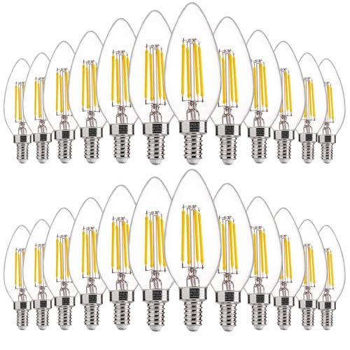 FLSNT 24 Pack Dimmable LED Candelabra Bulbs, 40W Equivalent LED Chandelier Light Bulbs, E12 Base, 5000K Daylight