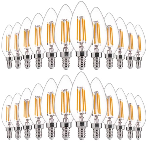 FLSNT 24 Pack LED Candelabra Bulbs 60W Equivalent, B11 Dimmable LED Chandelier Light Bulbs, E12 Base, 2700K Soft White