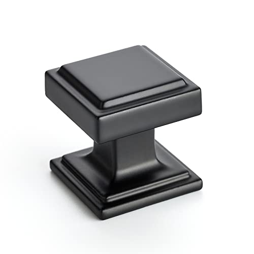 Ravinte 25 Pack Matte Black Square Kitchen Cabinet Knobs,Zinc Solid Drawer Pulls,Farmouse Handles for Cupboard, Dresser, Closet and Bathroom, Modern Cabinet Hardware