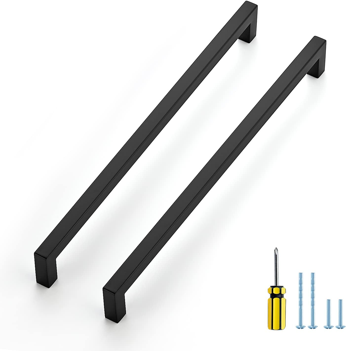 Ravinte 15 Pack Square Cabinet Pulls - 11-1/3 Inch Black Kitchen Cabinet Handles Matte Black Kitchen Hardware for Drawer Pulls and Handles - Comes with Screwdriver
