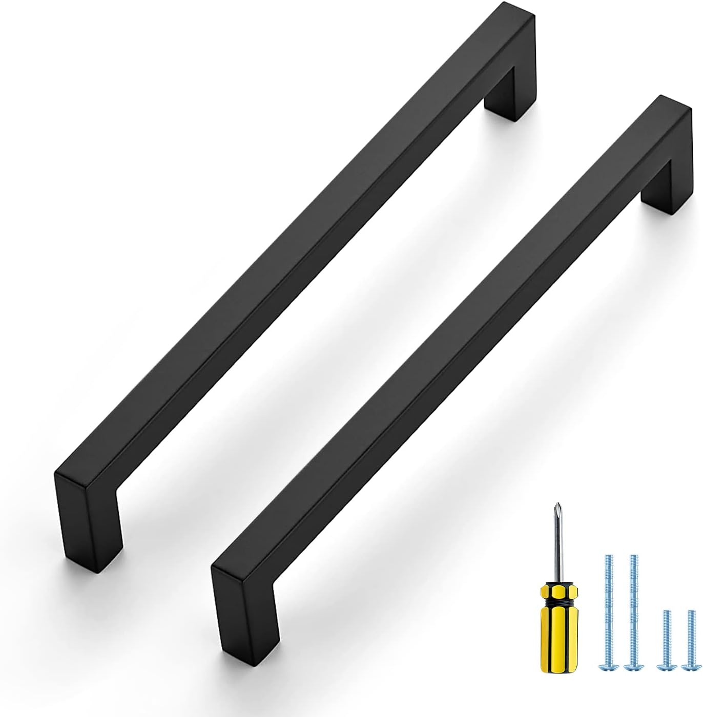 Ravinte 20 Pack Black Cabinet Pulls 8 Inch Square Cabinet Handles Matte Black Kitchen Hardware for Cabinet Drawer Pulls Come with Screwdriver