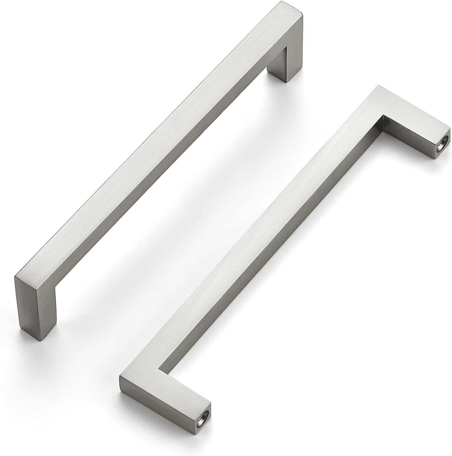 Ravinte 10 Pack Solid Kitchen Cabinet Handles Brushed Nickel Cabinet Pulls Slim Drawer Pulls with 5 Inch Hole Center Square Bar Kitchen Cabinet Hardware
