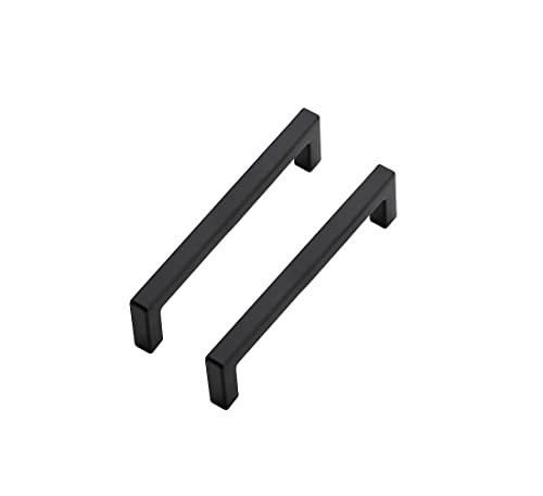 Ravinte 15 Pack Slim Square Bar Drawer Handles and Pulls - Black Kitchen Cabinet Hardware - Matte Black 4 Inch Center to Center Pulls