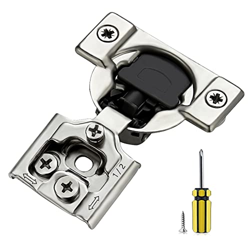Ravinte 30 Pack 15 Pair 1/2 inch Overlay Soft Close Hidden Door Hinges for Kitchen Stainless Steel Adjustable Satin Nickel Cabinet Hardware