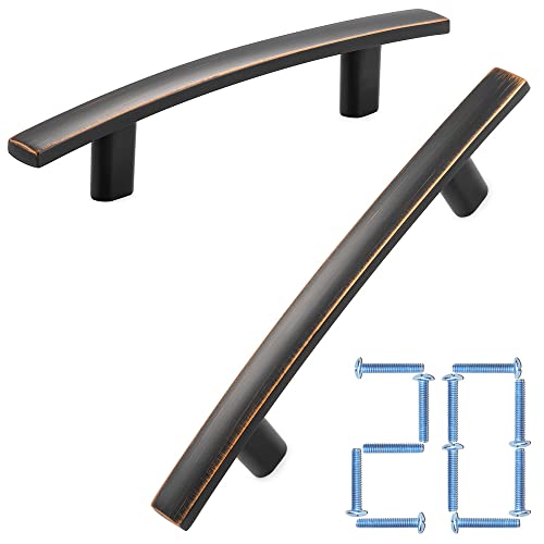 KOOFIZO 20-Pack Solid Curved Bar Cabinet Pull - Oil Rubbed Bronze Furniture Arch Handle, 3 Inch/76mm Screw Hole Center for Kitchen Cupboard Door, Bedroom Dresser Drawer, Bathroom Wardrobe Hardware