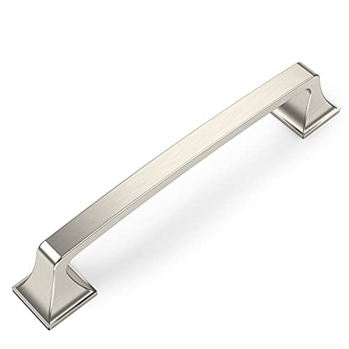 Amerdeco 10 Pack Brushed Satin Nickel Cabinet Pulls 6-1/4 Inch(160mm) Hole Center Cabinet Hardware Kitchen Cabinet Handles for Bathroom Drawer Pulls Dresser Pulls ZH0002