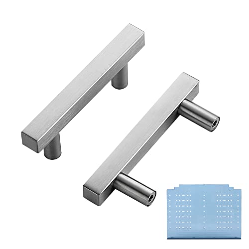 Ravinte 30 Pack 2-1/2 Inch Cabinet Pulls Brushed Nickel Sqaure Kitchen Cabinet Handles Silver Cabinet Hardware Stainless Steel Drawer Pulls 4 Inch Overall Length with Mounting Template