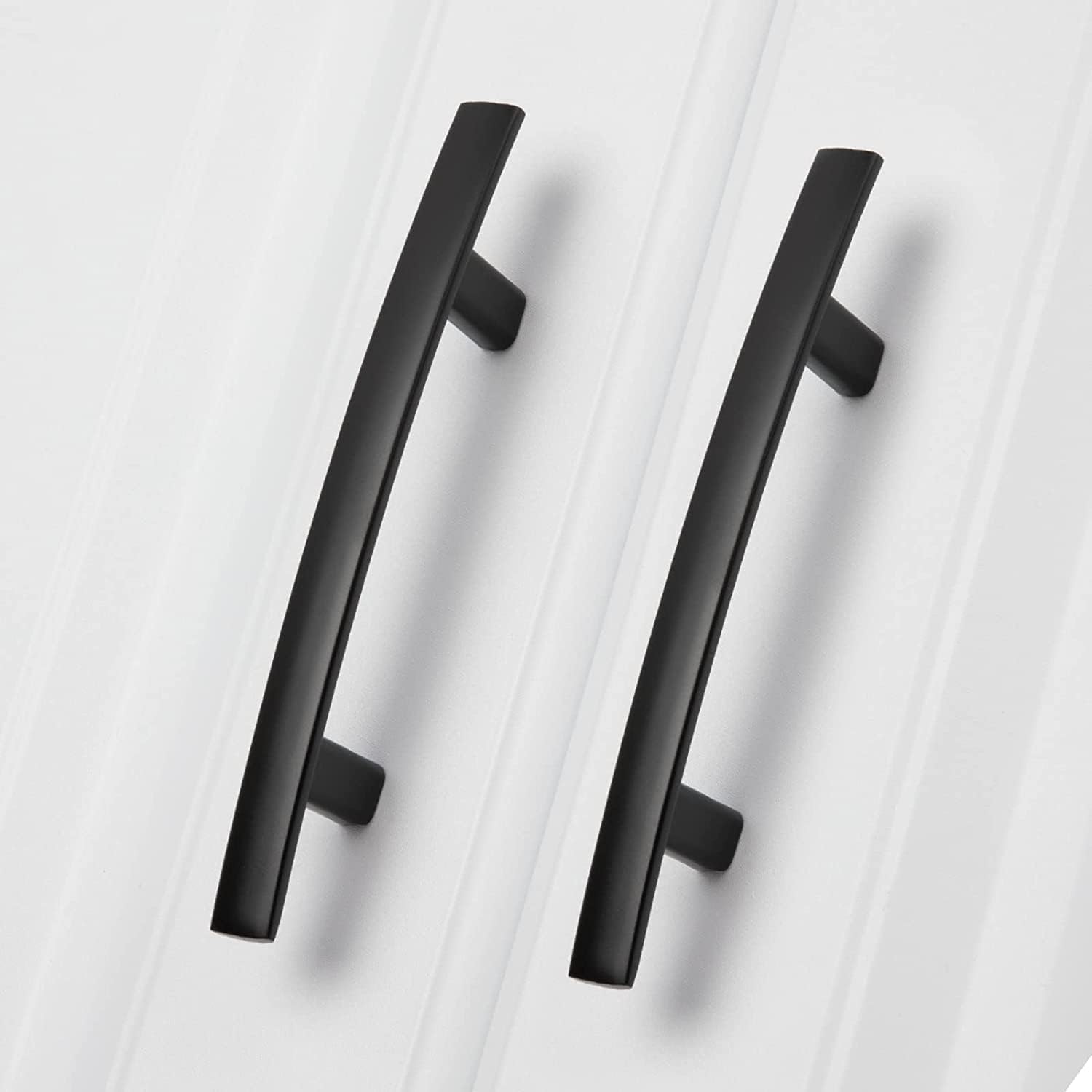 homdiy 25 Pack Cabinet Handles Black Cabinet Pulls 3" Hole Centers Kitchen Pulls Matte Black Curved Arch Handles for Dresser Cupboard Door Hardware, Zinc Alloy