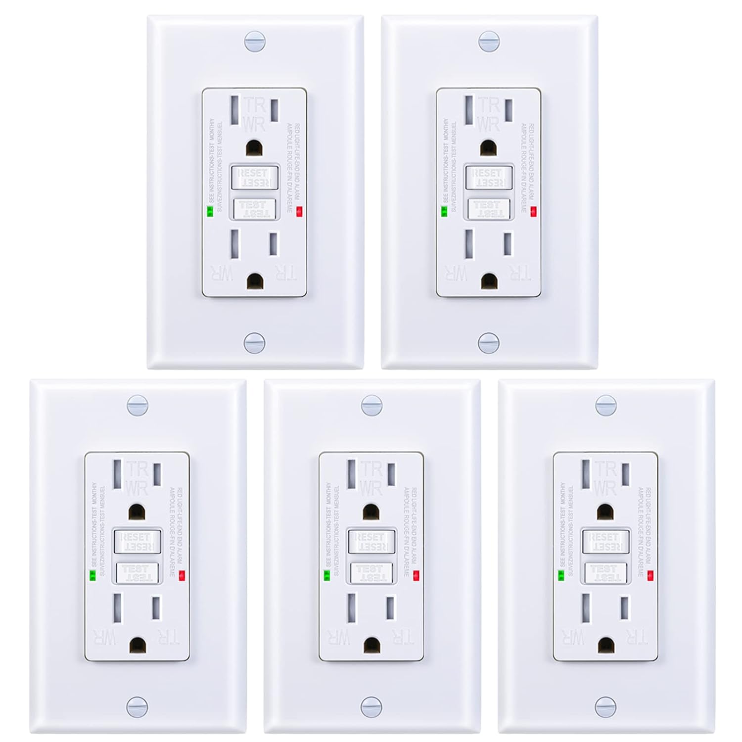 3GRACE 15 Amp GFCI Outlet (5 Pack)