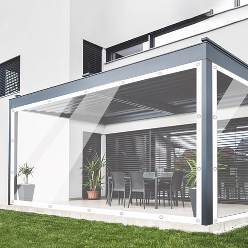 Clear Tarp 10' x 12', 15 Mil Clear Vinyl PVC Tarp Waterproof Tarpaulin 100% Transparent PVC Tarps Small Cover Plastic Sheeting Window Sheets Drop Cloth for Garden Patio Curtains