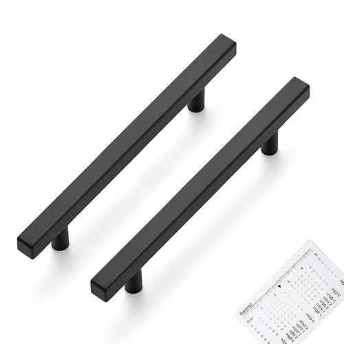 Ravinte 30 Pack Matte Black Cabinet Pulls 5 inch Black Cabinet Handles Kitchen Pulls for Cabinets with Mounting Template 7-3/8 inch Overall Length