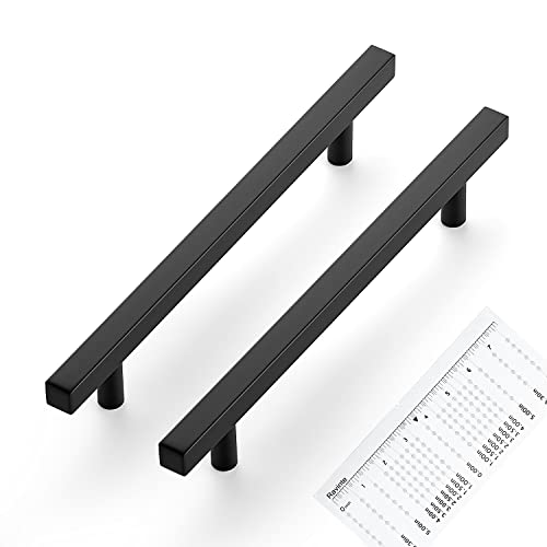 Ravinte 25 Pack Matte Black Cabinet Pulls 6-1/4 inch Black Cabinet Handles Kitchen Pulls for Cabinets with Mounting Template 8-4/5 inch Overall Length
