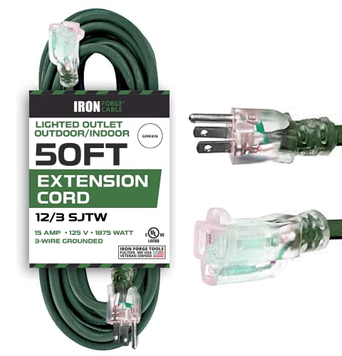 Iron Forge Cable 50 Foot Outdoor Extension Cord (Green)