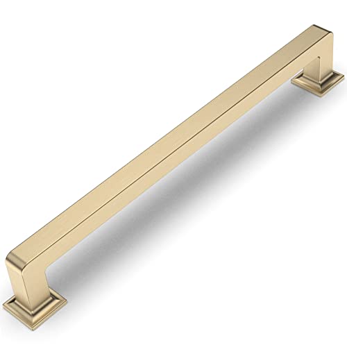 Amerdeco 10 Pack Brushed Brass Cabinet Pulls 7 Inch Hole Centers Kitchen Cabinet Handles Cabinet Hardware Kitchen Handles for Cabinets Cupboard Handles Drawer Pulls ZH0019