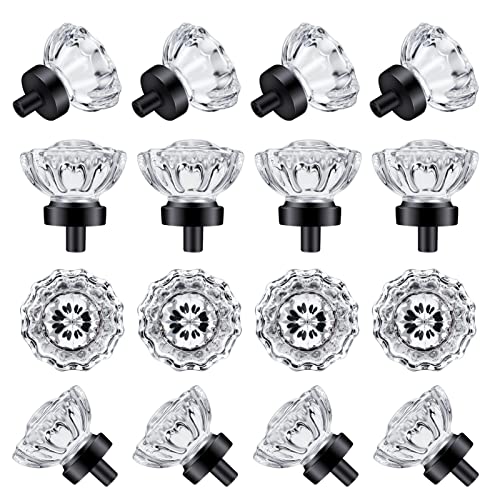 Cabinet Knobs Matte Black Glass Cabinet Knobs Vintage (16 Pack)