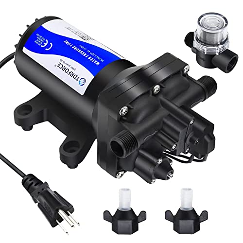 TDRFORCE Fresh Water Pump 5.5GPM Pressure Increase Booster Pump 75 PSI Transfer Pump 110V Self Priming on Demand Diaphragm Pump Washdown Pump for Boats Inline Water Pump for Garden Hose...