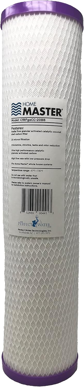 Home Master CfRFgaCC-20BB Replacement Whole House Water Filter, High Flow 20gpm, Radial Flow Granular Catalytic Carbon, 20" x 4.5" Fits Big Blue