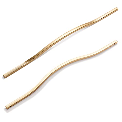 Goo-Ki Low Profile Brushed Brass Cabinet Pulls, Double Hole Centers (11.3''/12.6'') Zinc Alloy Handle for Drawer Cupboard Wardrobe,6 Packed