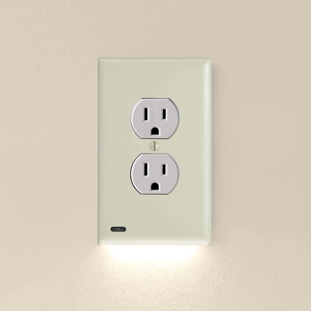2 Pack - SnapPower GuideLight [For Duplex Outlets] - Replaces Plug-In Night Light - Electrical Receptacle Wall Plate With LED Night Lights - Auto On/Off Sensor - (Duplex, Ivory)